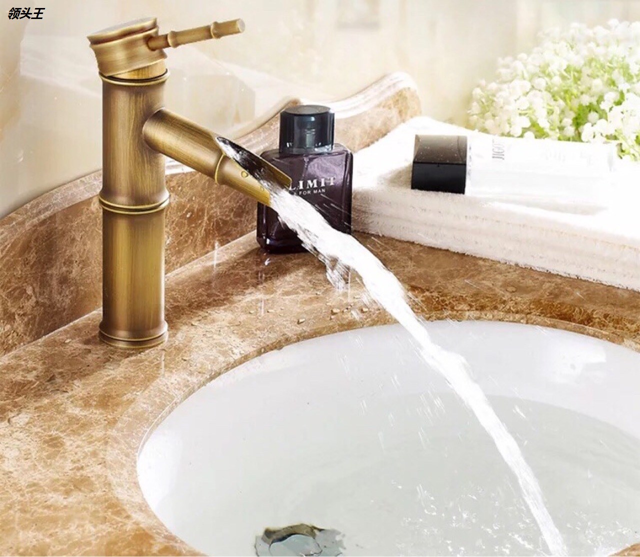 铜欧式仿古冷热水龙头复古竹节单孔艺术盆冷热龙头