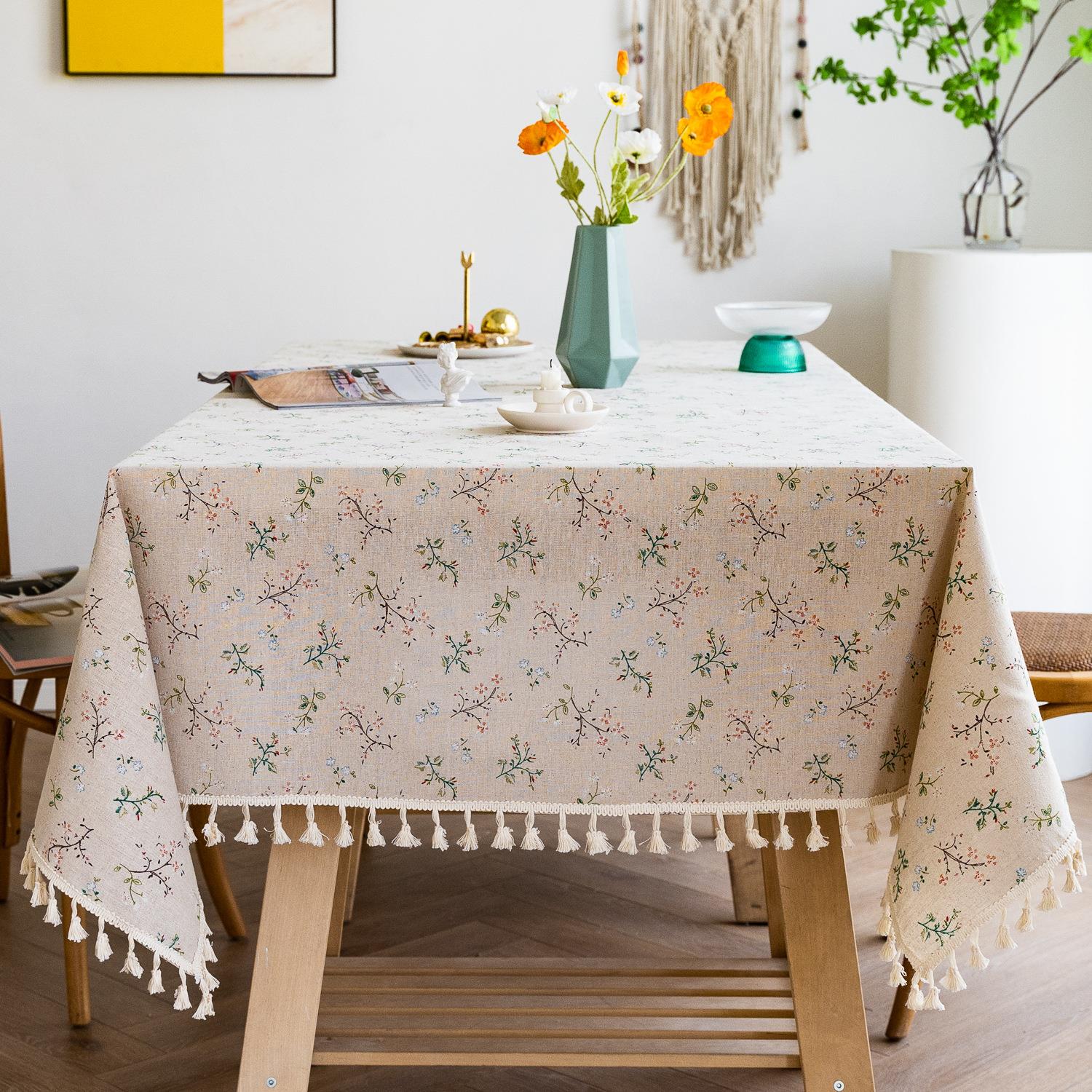 美式复古长方形餐桌布艺小茶几盖巾棉麻书房电脑桌面装饰台布定制