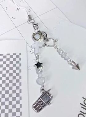 【金属小手机】原宿风金属手机咕本链ccd挂链手机链可爱小熊翅膀