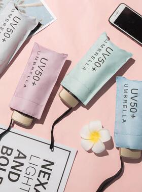 一件代发太阳伞五折雨伞印logo五折6骨防晒遮阳女伞迷你口袋伞