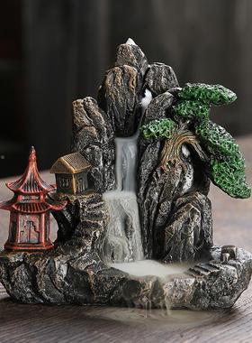 跨境新品树脂倒流香炉工艺品摆件创意高山流水回流香薰炉家居饰品