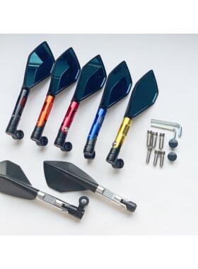 摩托车改装后视镜菱形小五角短杆反光镜 半CNC铝合金反光镜RTMN牌