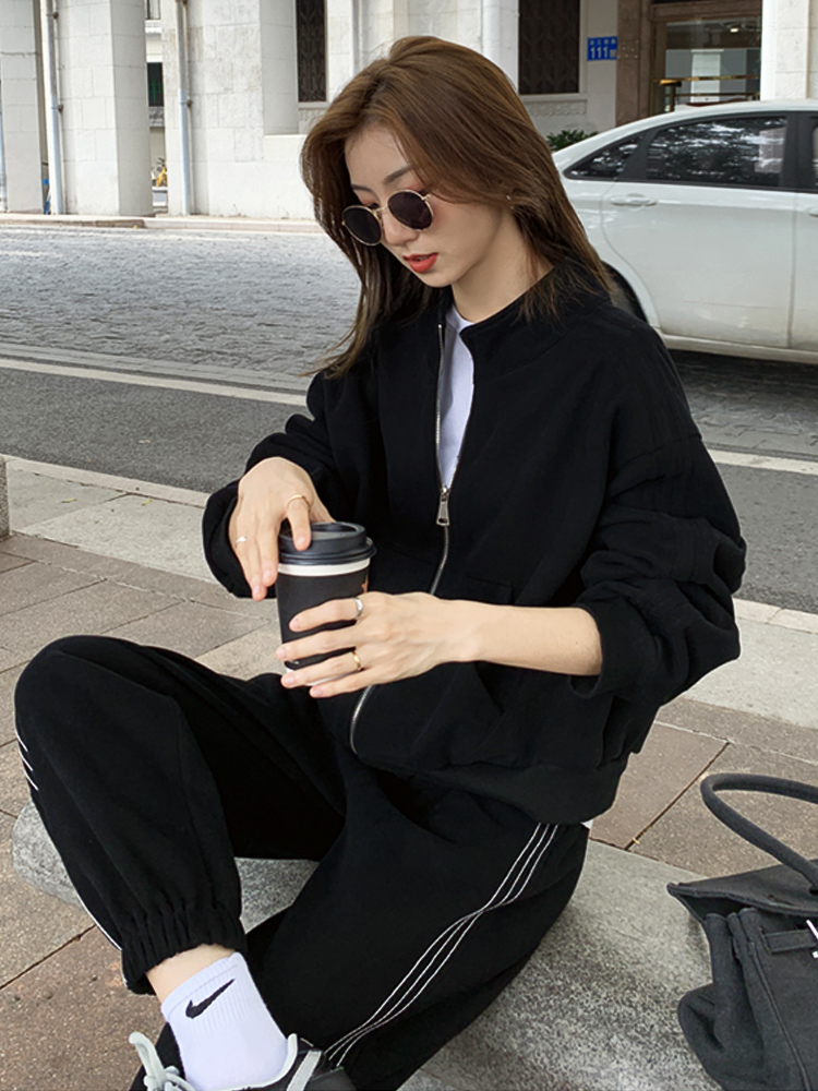 韩国2023年春秋新款休闲运动套装女学生时尚宽松跑步服小个子潮流
