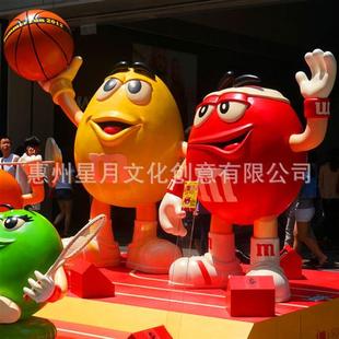 玻璃钢公仔雕塑制作商场美陈门店迎宾卡通m豆公仔景观装 饰摆件