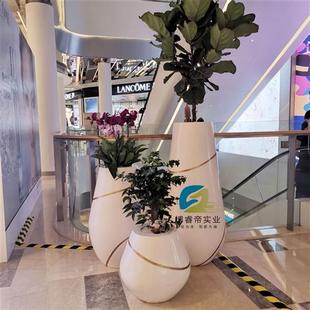 创意玻璃钢组合花盆商场购物中心装饰大花器户外花瓶摆件烤漆花缸