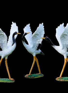 仿真仙鹤丹顶鹤雕塑花园庭院假山水池摆件玻璃钢动物园林景观装饰