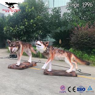 仿真机械模型摆件凶狠的狼动物模型摆件不夜城中庭引流装置