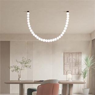 现代简约餐厅客厅别墅复式 楼佛珍珠项链吊灯酒店大堂创意魔豆灯饰