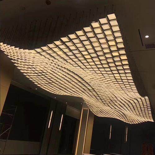 宴会厅方形波浪形工程灯酒店大堂别墅大厅餐厅售楼处沙盘灯具定制