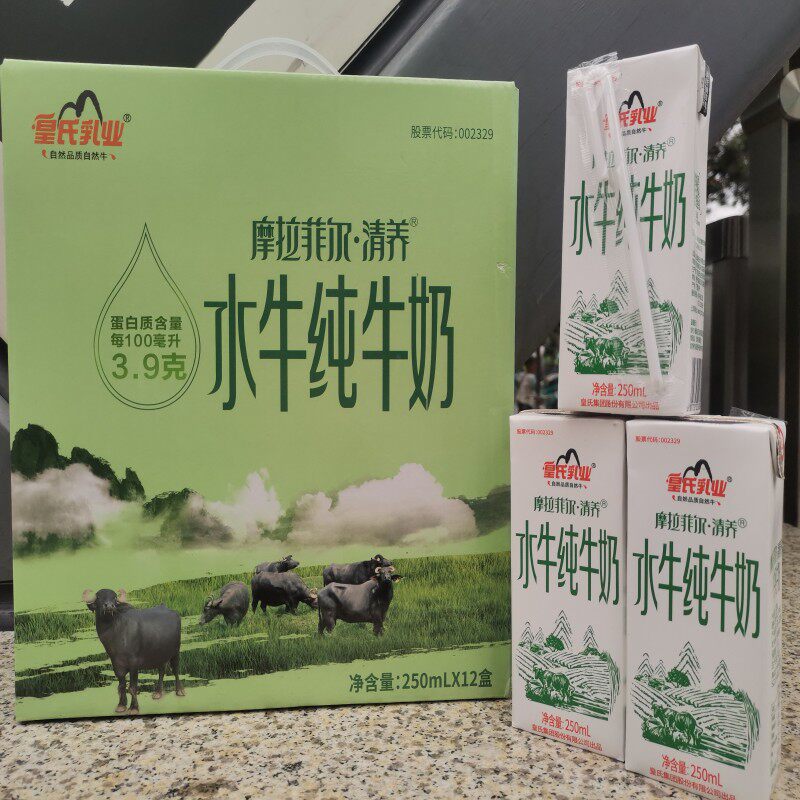 广西皇氏摩拉菲尔清养水牛纯牛奶250ml*12盒可做姜撞奶双皮奶
