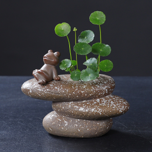 个性 饰品小摆件客厅插花鱼缸造景 创意小花盆水培容器器皿陶瓷盆装