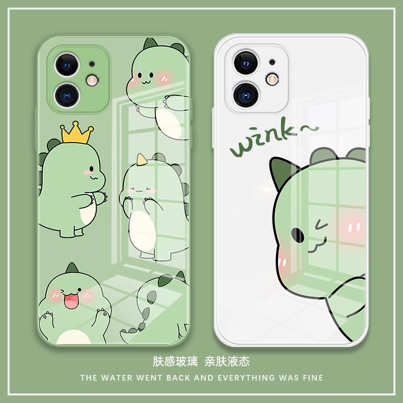 小恐龙苹果15/14/13/11/12promax玻璃壳x/xs/xr手机套iPhone8/7定制