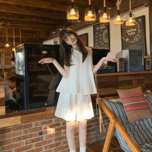 套装 甜美减龄穿搭2025年夏季 上衣女白色短裤 宽松娃娃衫 背心衬衫