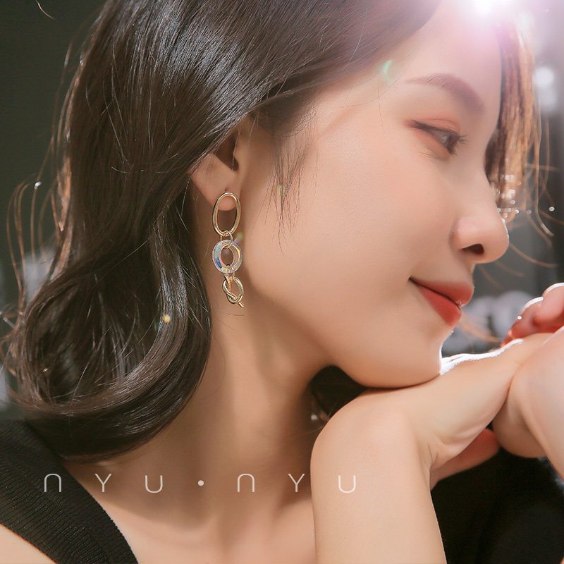 nyunyu水晶圆环打结时尚个性简约