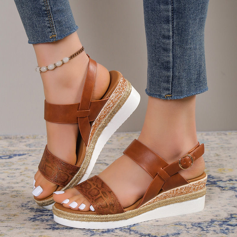 women wedge sandals big size 43 roman shoes女坡跟大码凉鞋