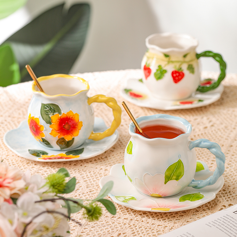 釉下彩咖啡杯碟套装结婚伴手礼