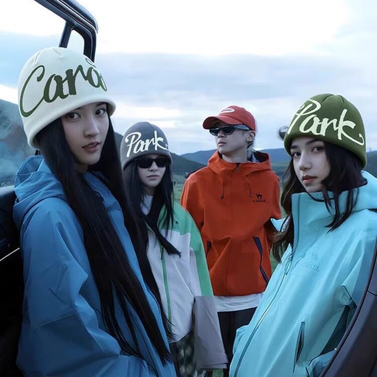 CK UVCUT山系堆堆帽女2025新款包头针织帽川西旅游慵懒风登山冷帽