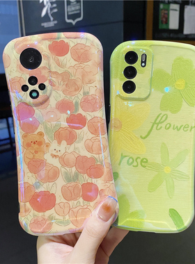 适用OPPOreno6手机壳reno7硅胶reno8简约reno5/4/3/4se全包边reno10女k9小蛮腰a96防摔reno11玫瑰绿花朵蓝光