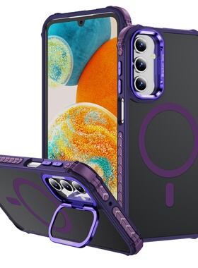 镜头盖支架一体适用三星s24手机壳四角气囊s23fe全包防摔glaxys25ultra可磁吸a54a34a24a15a14肤感磨砂外壳