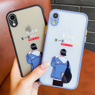 适用苹果xr手机壳新款iphonexr网红限量版硅胶男款个性创意文字笑一笑苹果XR全包防摔高档潮牌透明简约冷淡风