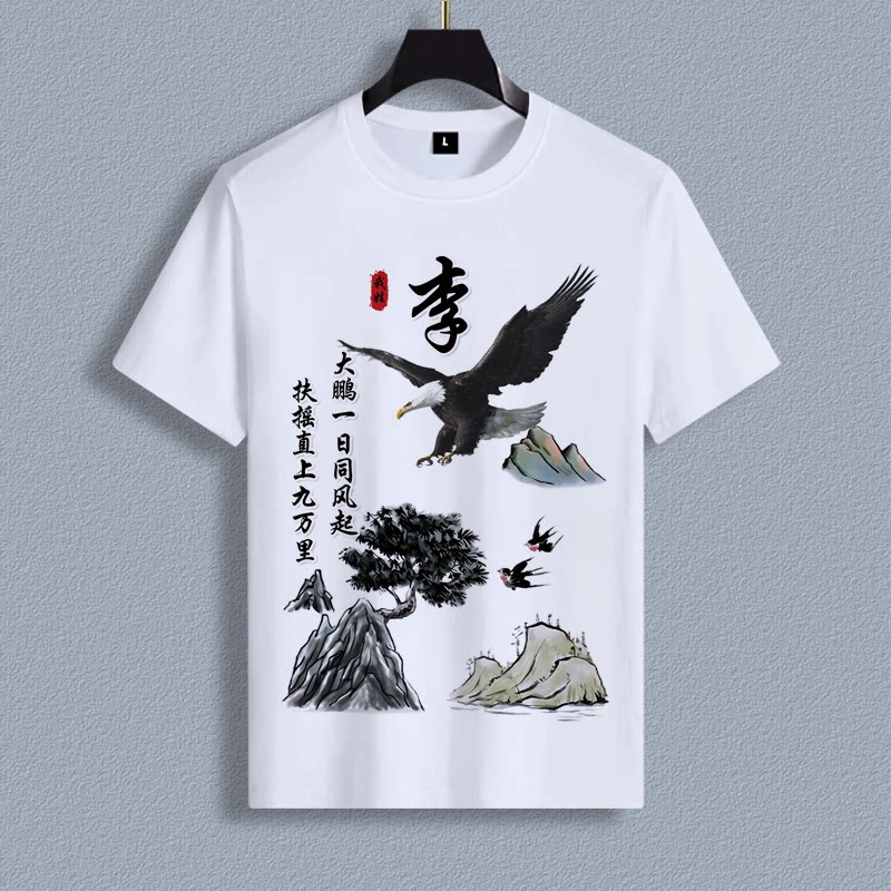 山鹰水墨画中国风姓氏定制