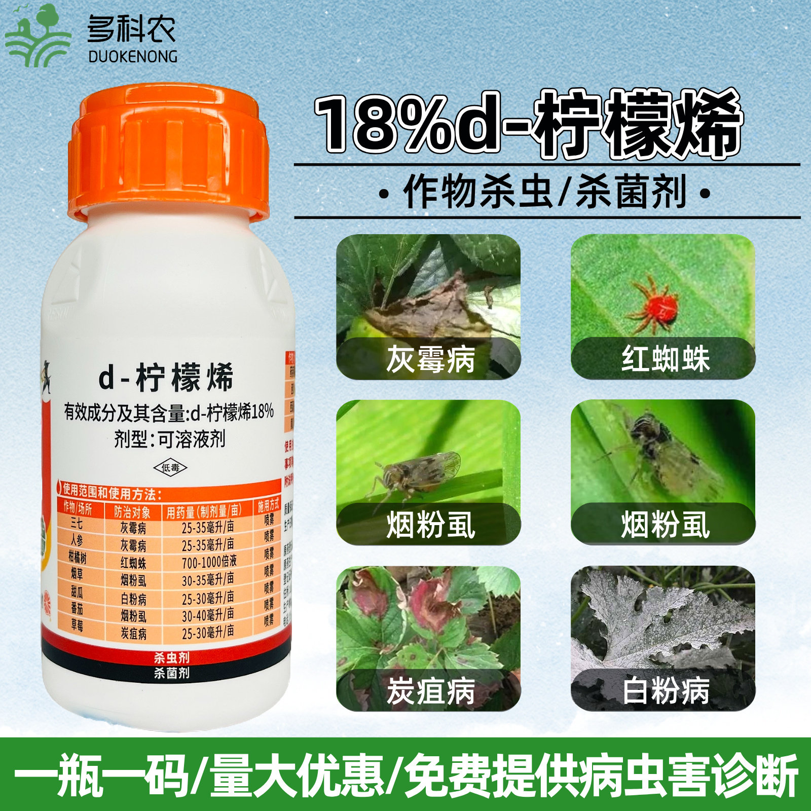 橙让18%柠檬烯柑橘红蜘蛛黄瓜白粉病番茄烟粉虱农药杀虫杀菌剂
