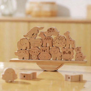 实木无漆可爱动物平衡叠叠乐积木宝宝锻炼手抓握能力手伴手眼协调