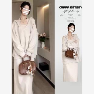 时尚 套装 洋气时髦休闲外出小个子连衣裙卫衣两件套 法式 孕妇秋冬装