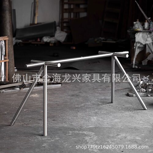 高端不锈钢餐桌脚定制代工腿大理石轻奢底座支撑架岩板圆长桌脚架