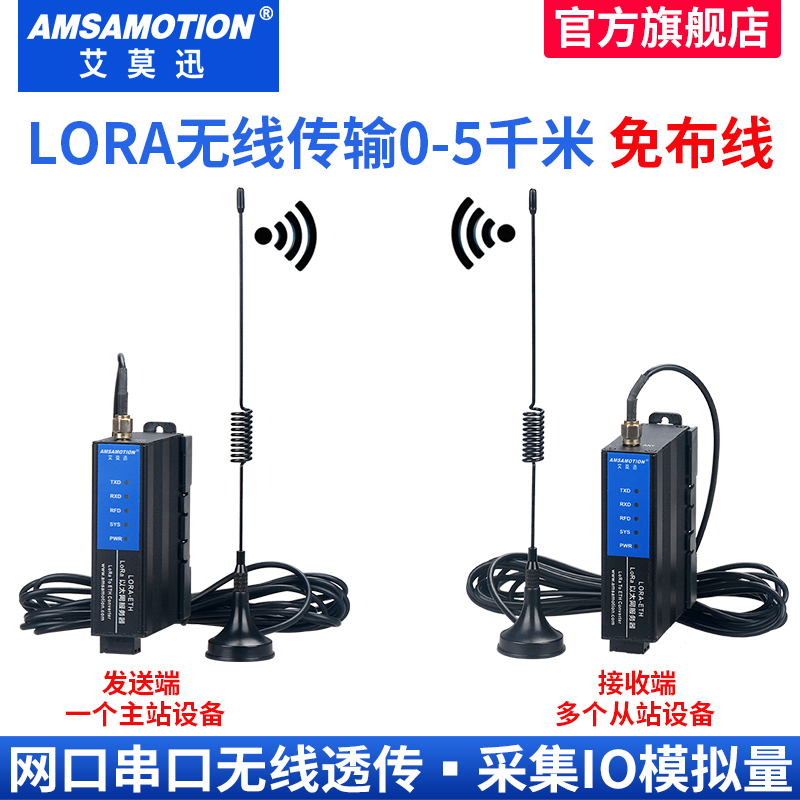 艾莫迅lora无线模块以太网口串口透传数传电台433mhz射频通讯采集 电子元器件市场 RF模块/射频模块 原图主图