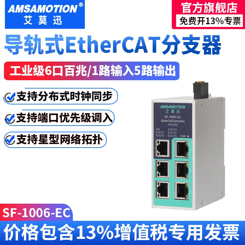 艾莫迅EtherCAT交换机6口导轨式图片
