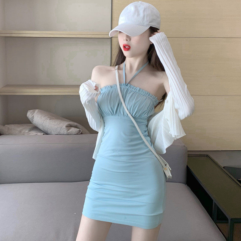 性感收腰气质连衣裙+长袖防晒开衫外套时尚气质两件套装裙女夏季