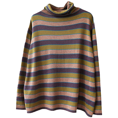 羡婉100%纯棉线堆堆领宽松打底衫