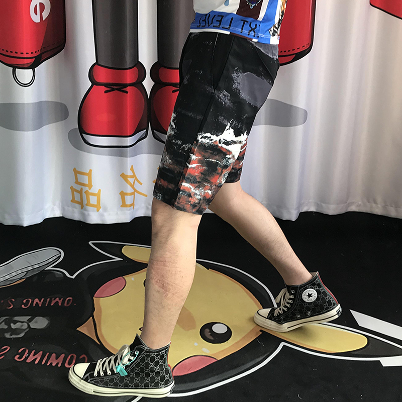 短裤男2024夏季新款直筒速干卡通印花沙滩沙滩裤网红潮牌五分裤潮