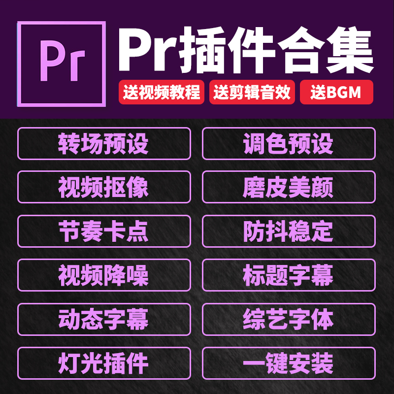 pr2024软件插件全套安装包磨皮调色预设转场特效滤镜字幕模板素材