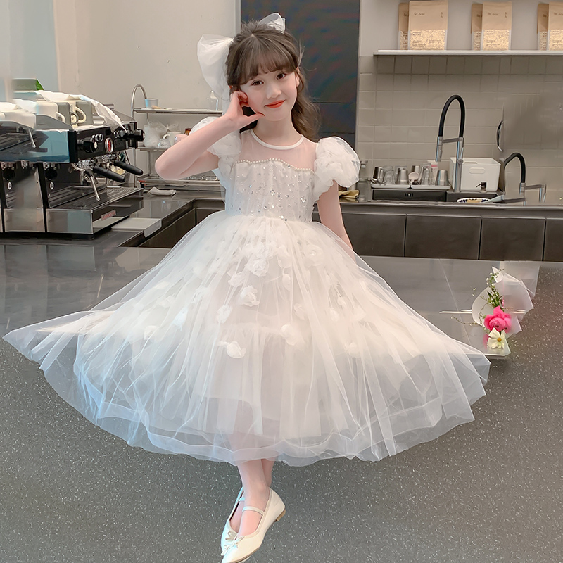 女童网纱连衣裙夏装2025新款洋气儿童公主裙女孩夏季六一礼服裙子
