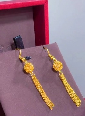 黄金色镂空灯笼耳环仿越