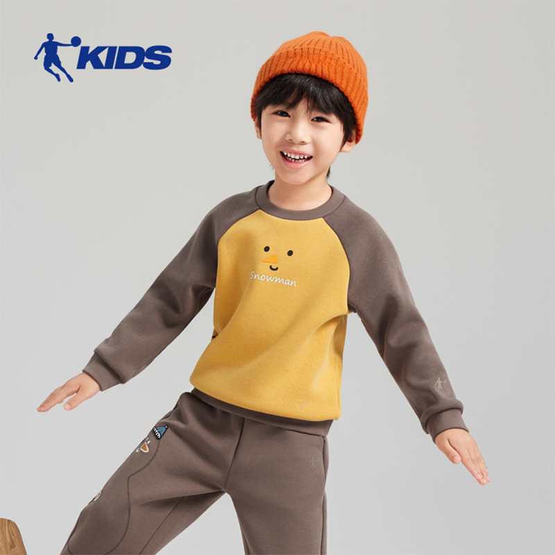 乔丹童装儿童长袖卫衣秋加厚小童保暖宝宝上衣洋气圆领套头衫