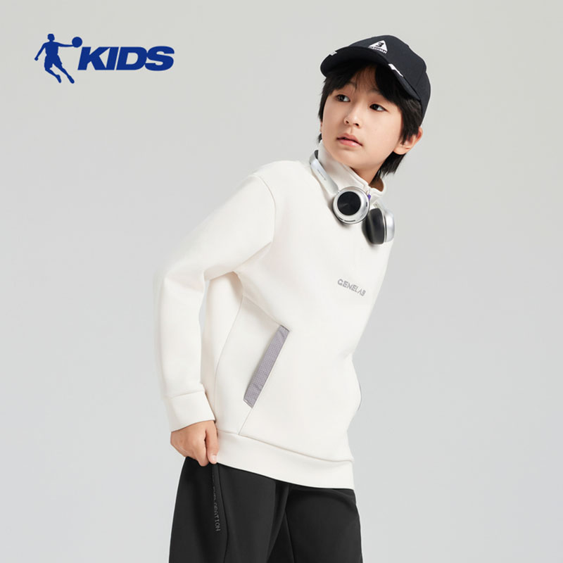 乔丹卫衣男加厚2025新款秋冬半拉链立领青少年保暖上衣服T8548107