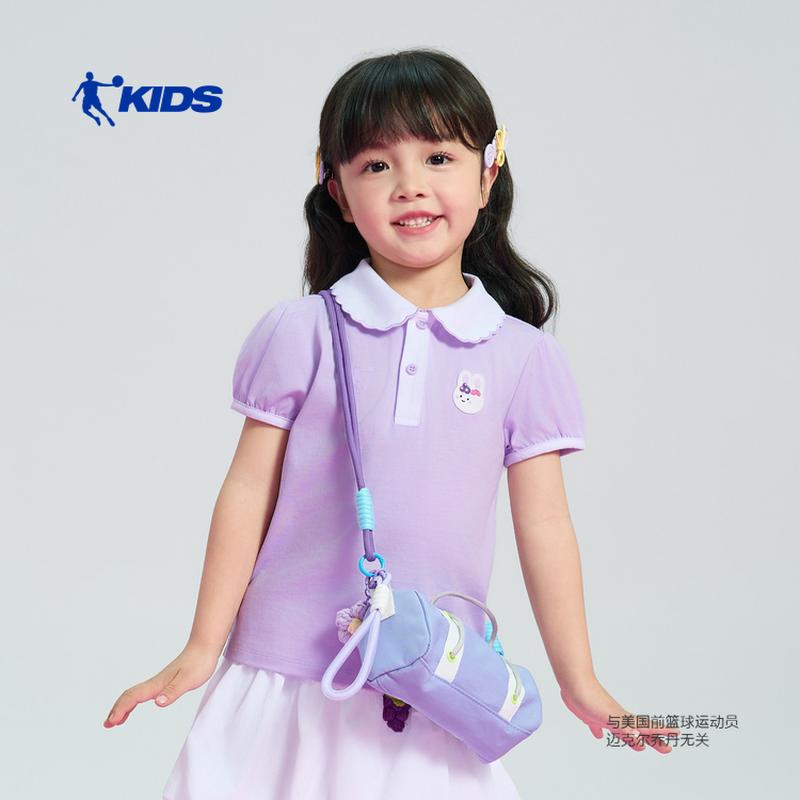 冰享棉乔丹女童短袖2026夏季新款小童polo娃娃领t恤TDDHSD262073