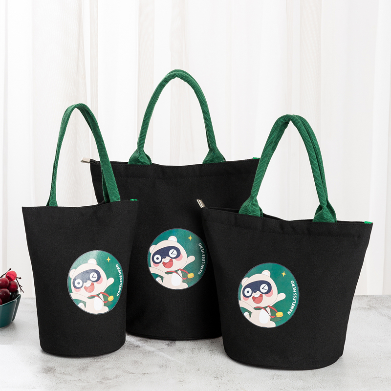 日式便当包上班族时尚手提饭盒袋子圆形小学生可爱帆布加厚带饭包