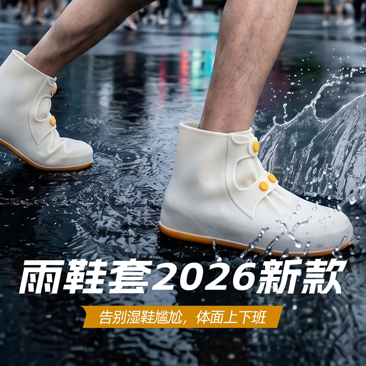 雨鞋套2026新款硅胶防水防滑加厚耐磨成人男女士外穿中筒雨靴套