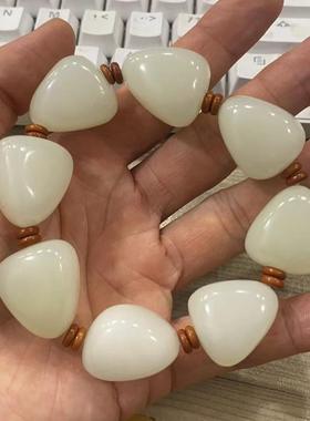 阿富汗玉随形珠大手串 白色随形 青色随形 米黄玉随形珠大手串