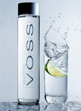 挪威原装进口voss芙丝高端矿泉水玻璃瓶375ml*24瓶含气整箱包邮