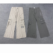 洗水全棉休闲裤 pac家美式 咔叽重工多袋低腰宽松喇叭工装 外贸尾货