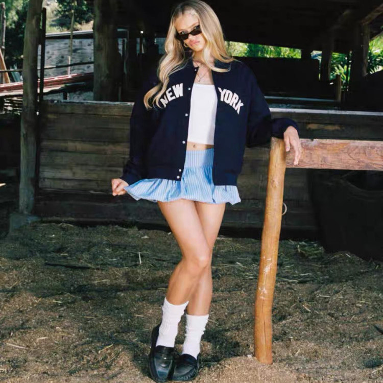 edi美式贴布绣花夹棉棒球领棉服外套 外贸尾货 男女都可