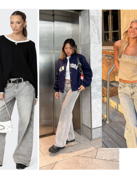 ed1k家好质感灰色酸洗磨白低腰直筒全棉牛仔长裤 外贸尾货