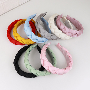 清新款欧根纱头箍纯色布艺麻花辫子发箍韩版潮流单色辫子头扣