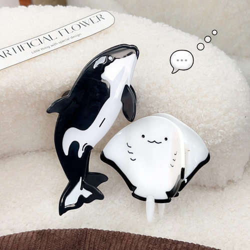 新款海洋生物蓝鲸鱼抓夹高级感