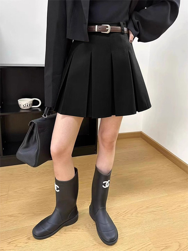 黑色西装百褶裙女春秋欧货新款高腰显瘦a字裙学院风遮胯包臀短裙
